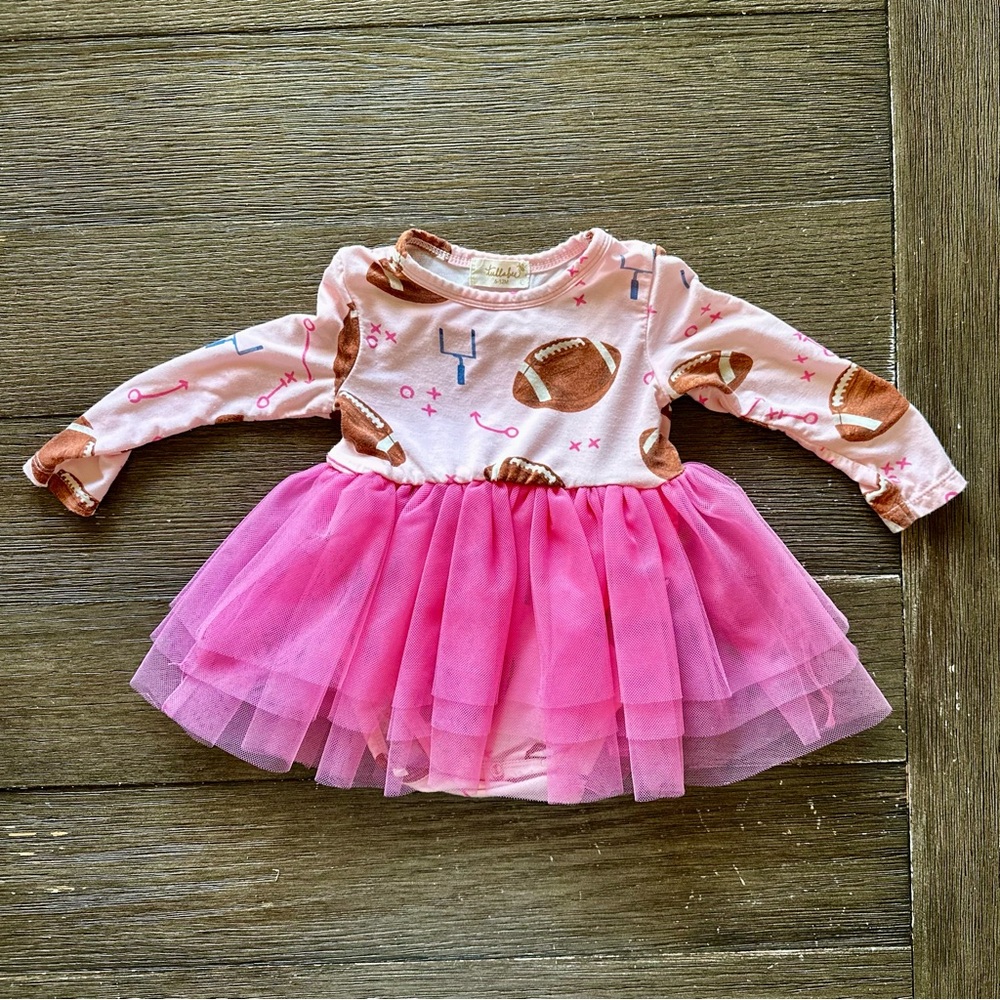 Baby Girl Football Tutu Bubble Outfit - 6-12 Months
